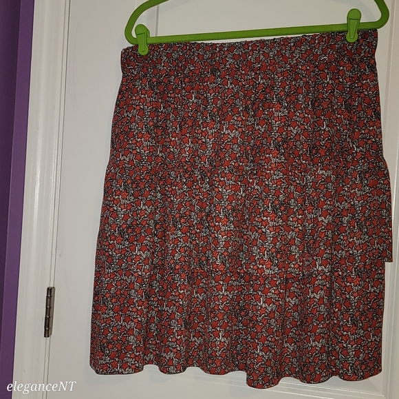 Lane Bryant 2 Layer Ruffle Starry Red/Black/White Lined Skirt Sz: 14/16 NWT - Picture 2 of 10